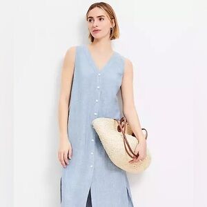 Loft Linen Vest Midi Dress